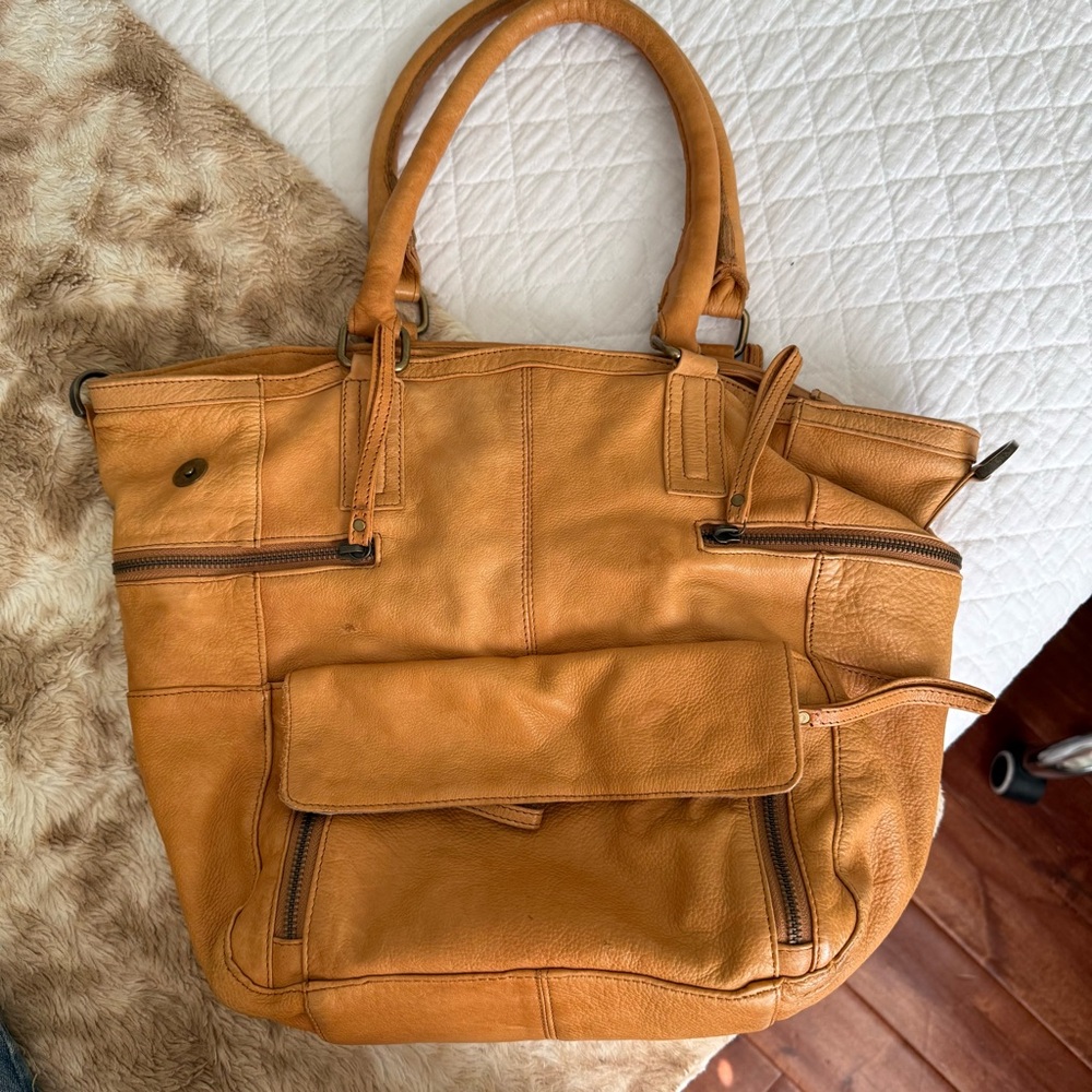 Tan Leather Tote Bag